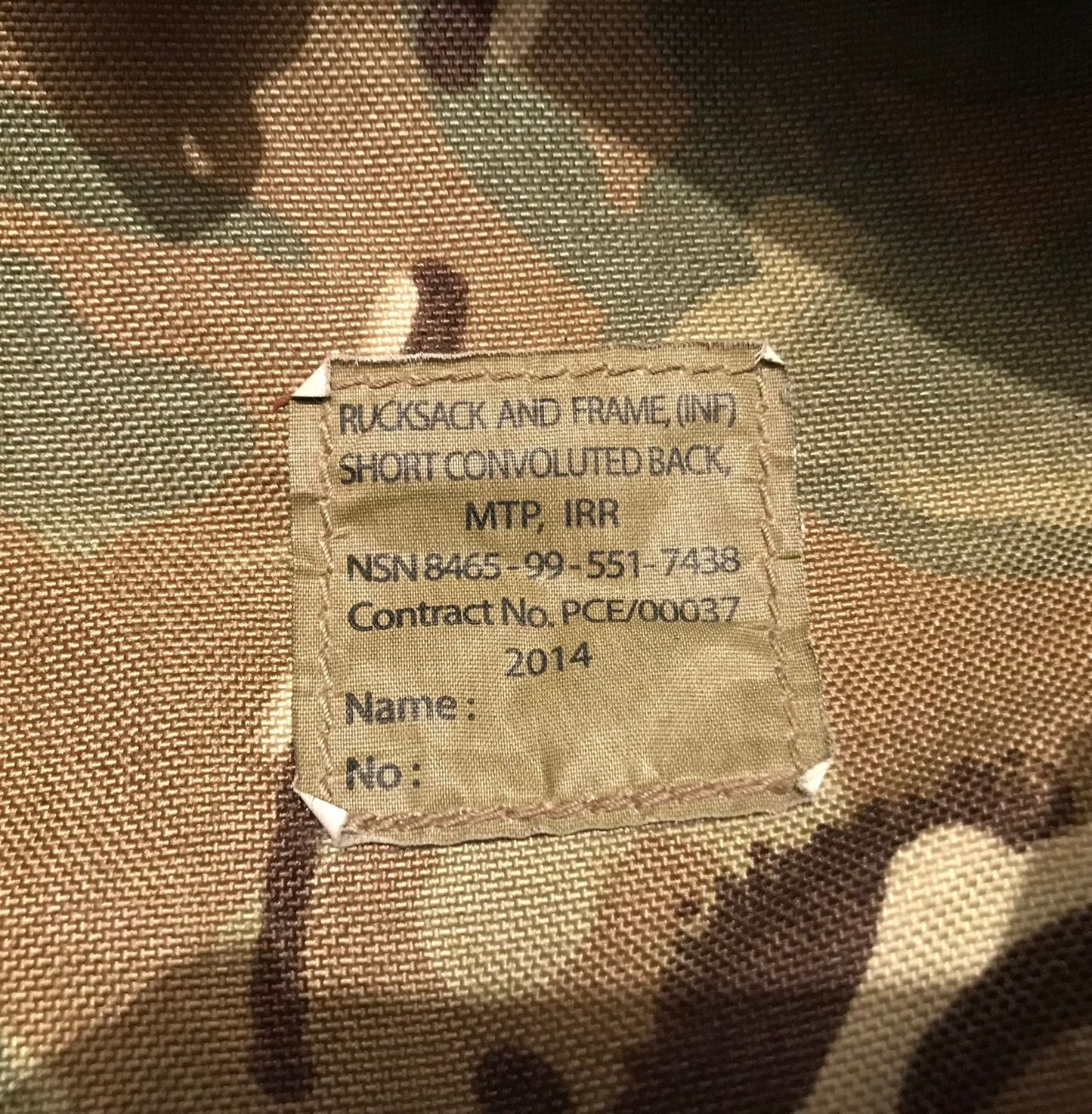 British Army 70L MTP short back bergen irr