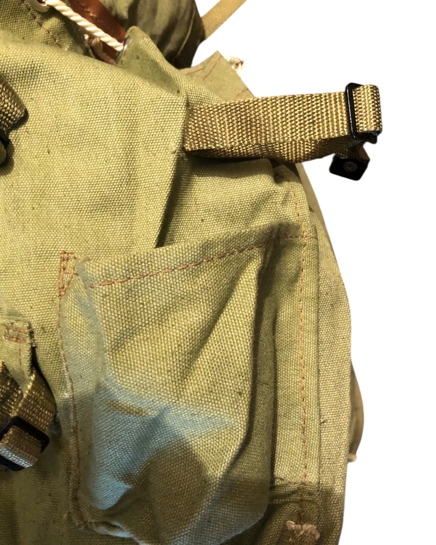 Vintage Romanian Army 30L olive canvas rucksack