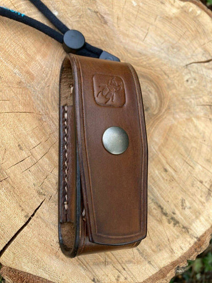Leather torch pouch - Loop and stud closure for Olight S2R Baton