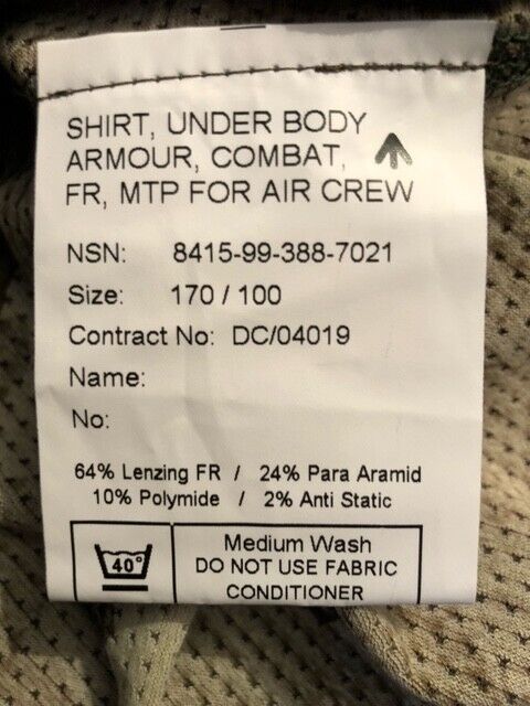 RAF MTP Combat shirt ubac fr for aircrew flame resistant New