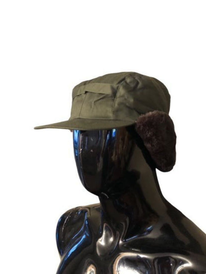 Military cold weather trapper hat olive green