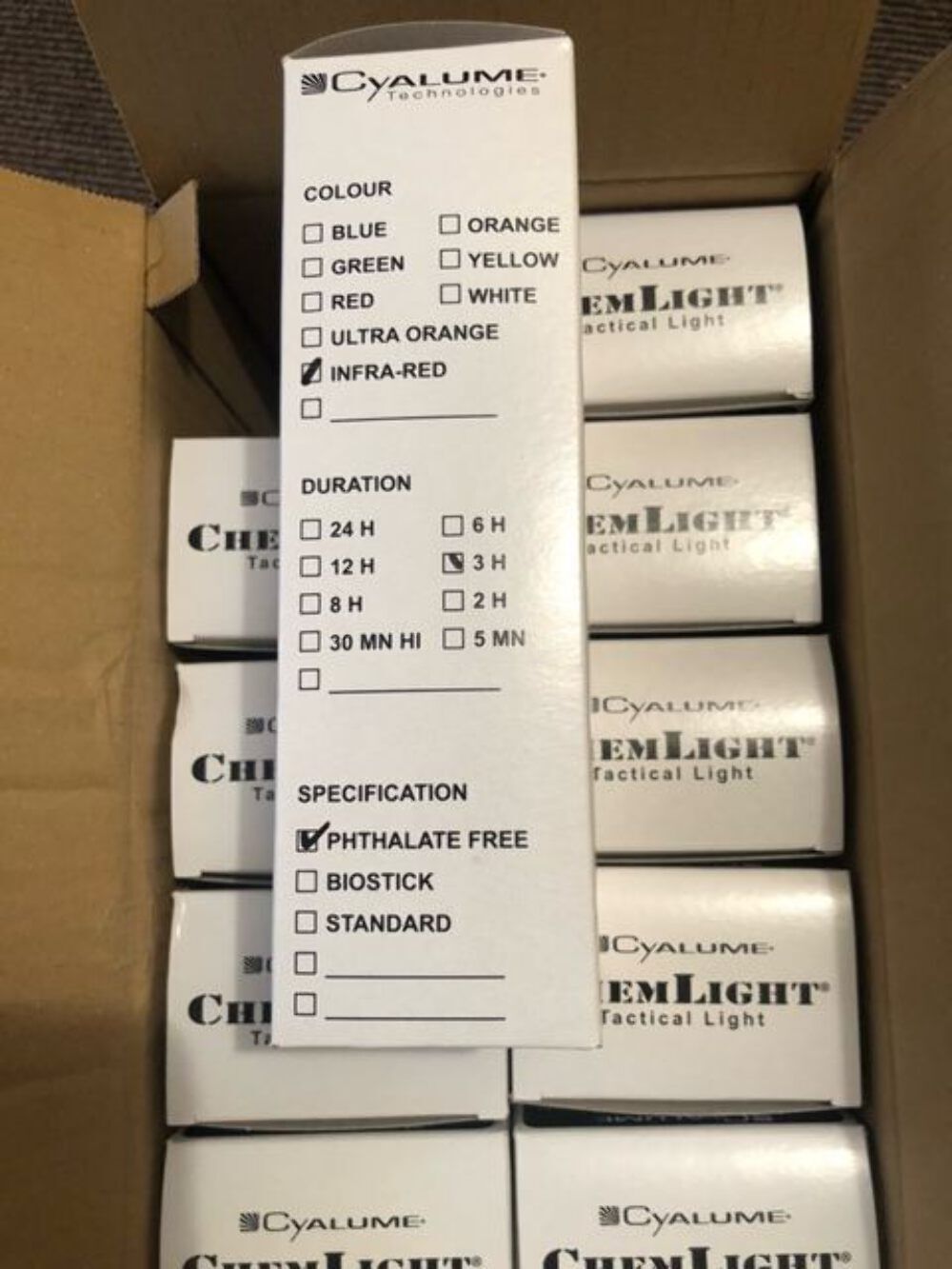 British army issue Chem lights Cyalume Red