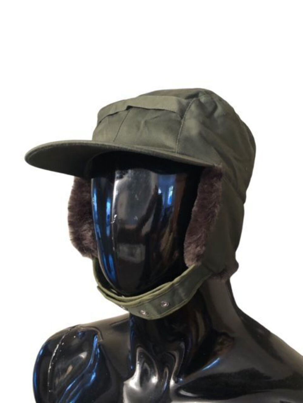 Military cold weather trapper hat olive green