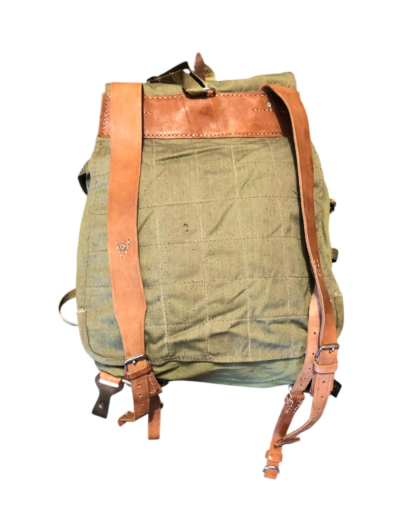 Vintage Romanian Army 30L olive canvas rucksack