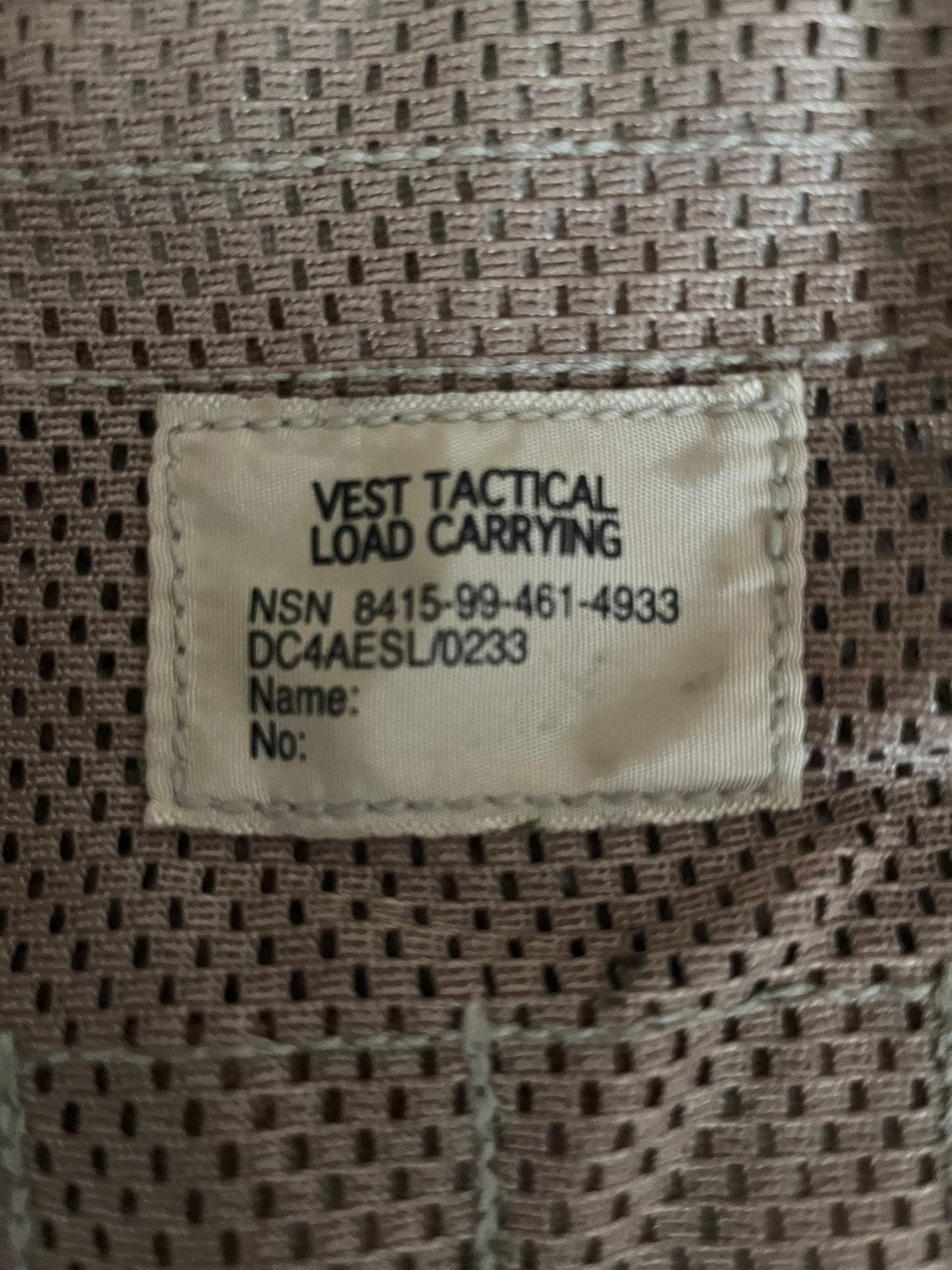 British Army desert tactical vest load carrying