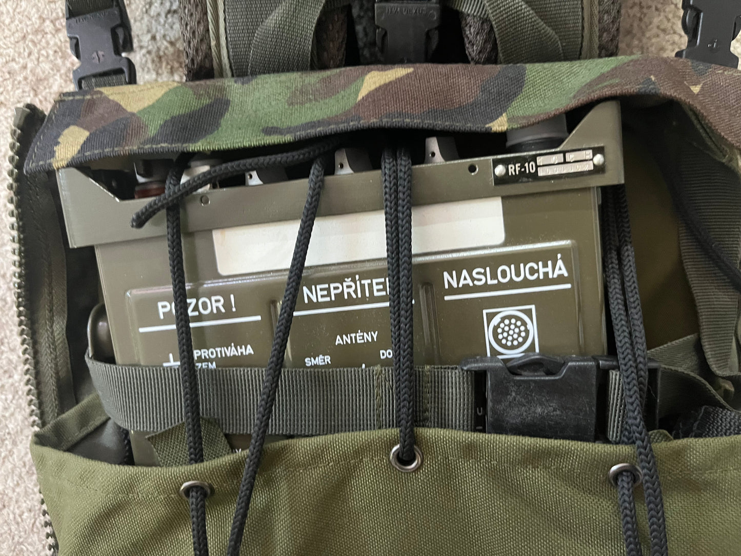 Czech Army rf10 field radio set 1970's and British Army radio carrier pack set