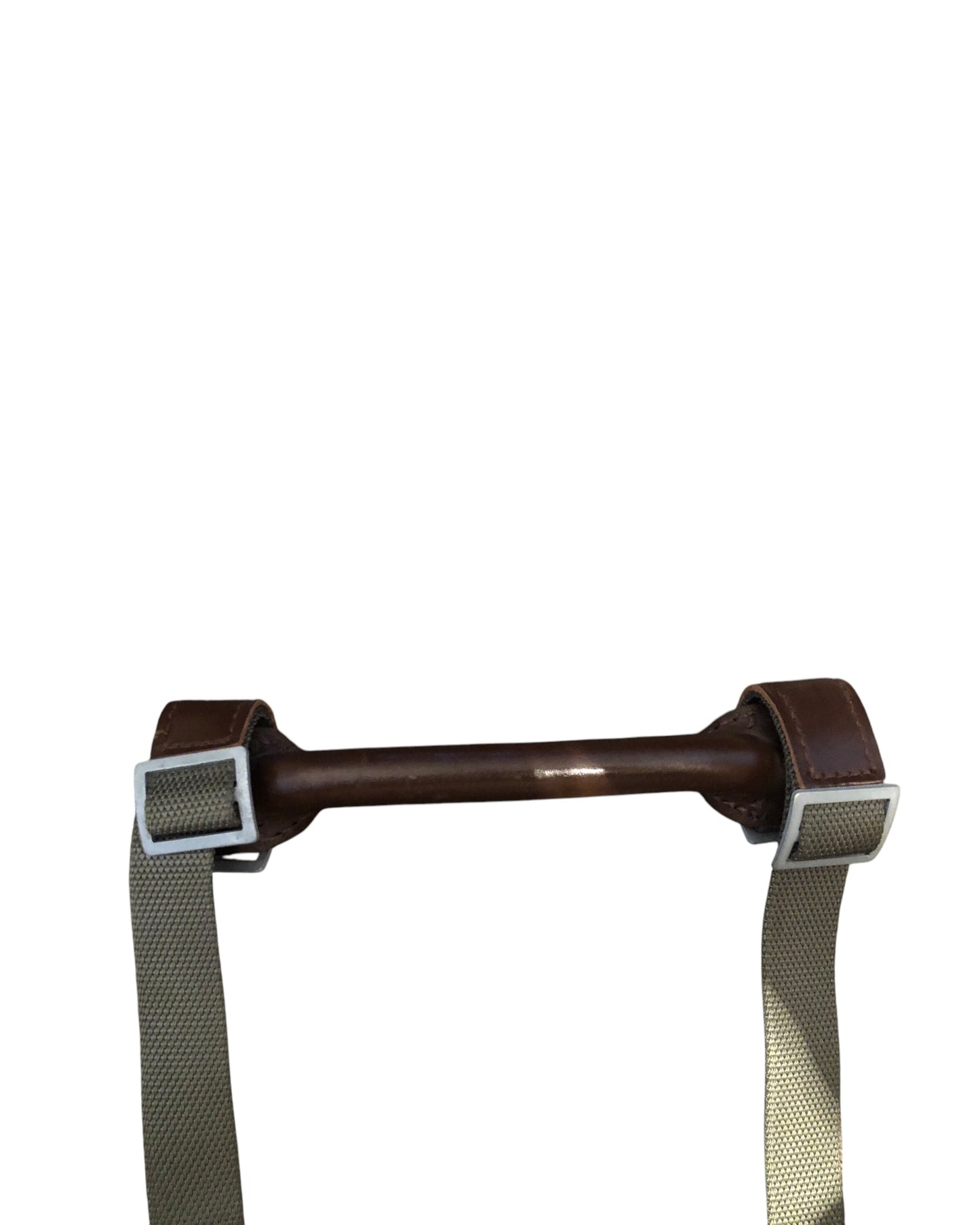 Polish army vintage roll mat, wood and kit carrier- Leather handle and straps
