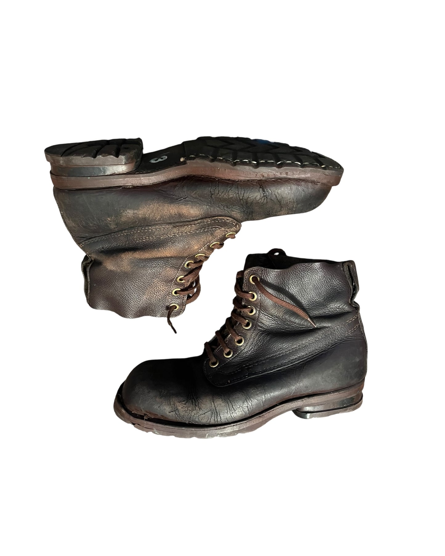 Swedish Army M59 brown leather boots size 43 EU 9 UK