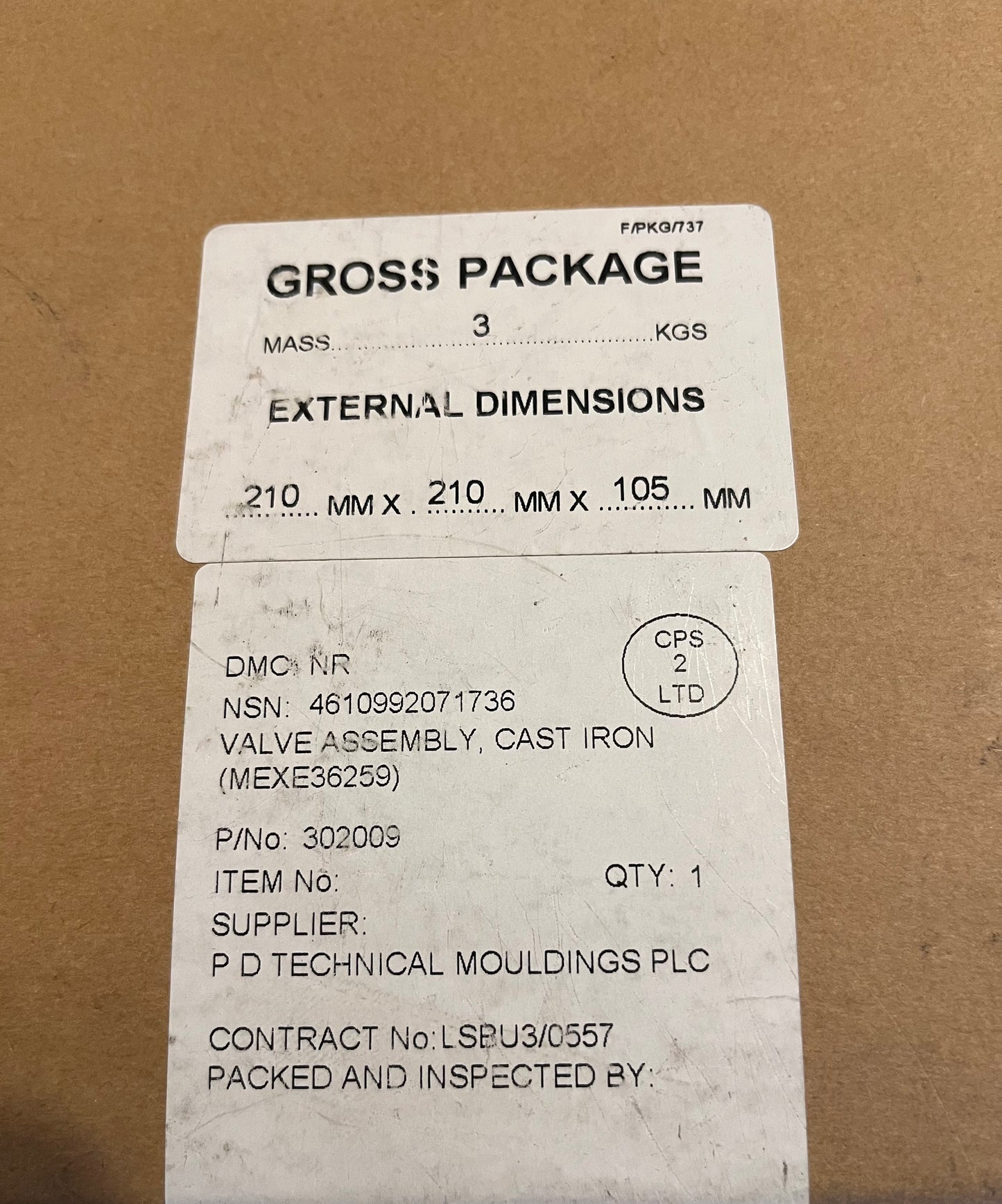 British Army VALVE ASSEMBLY, CAST IRON MEXE36259