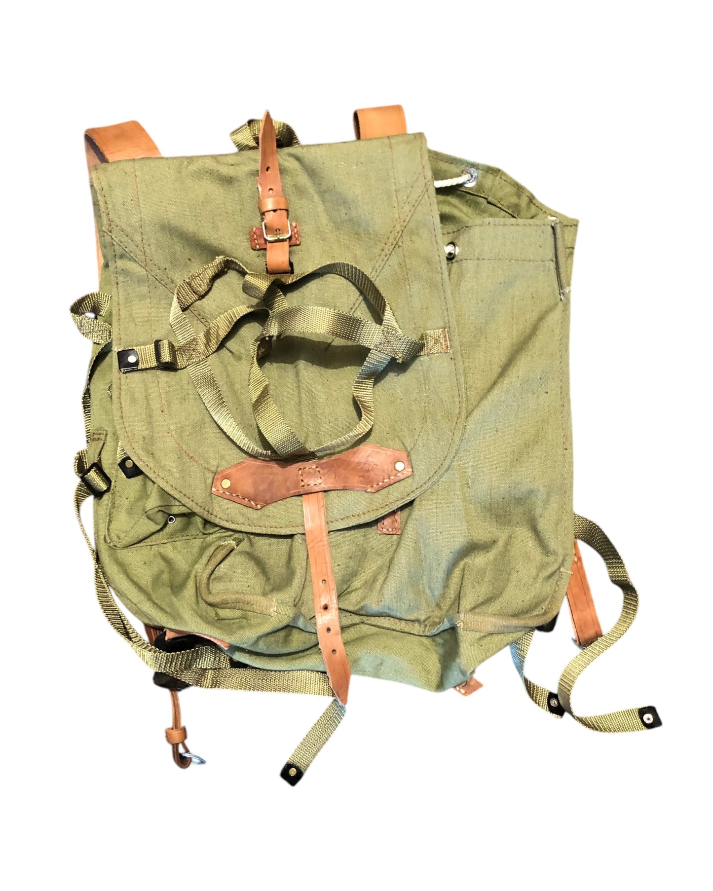 Vintage Romanian Army 30L olive canvas rucksack