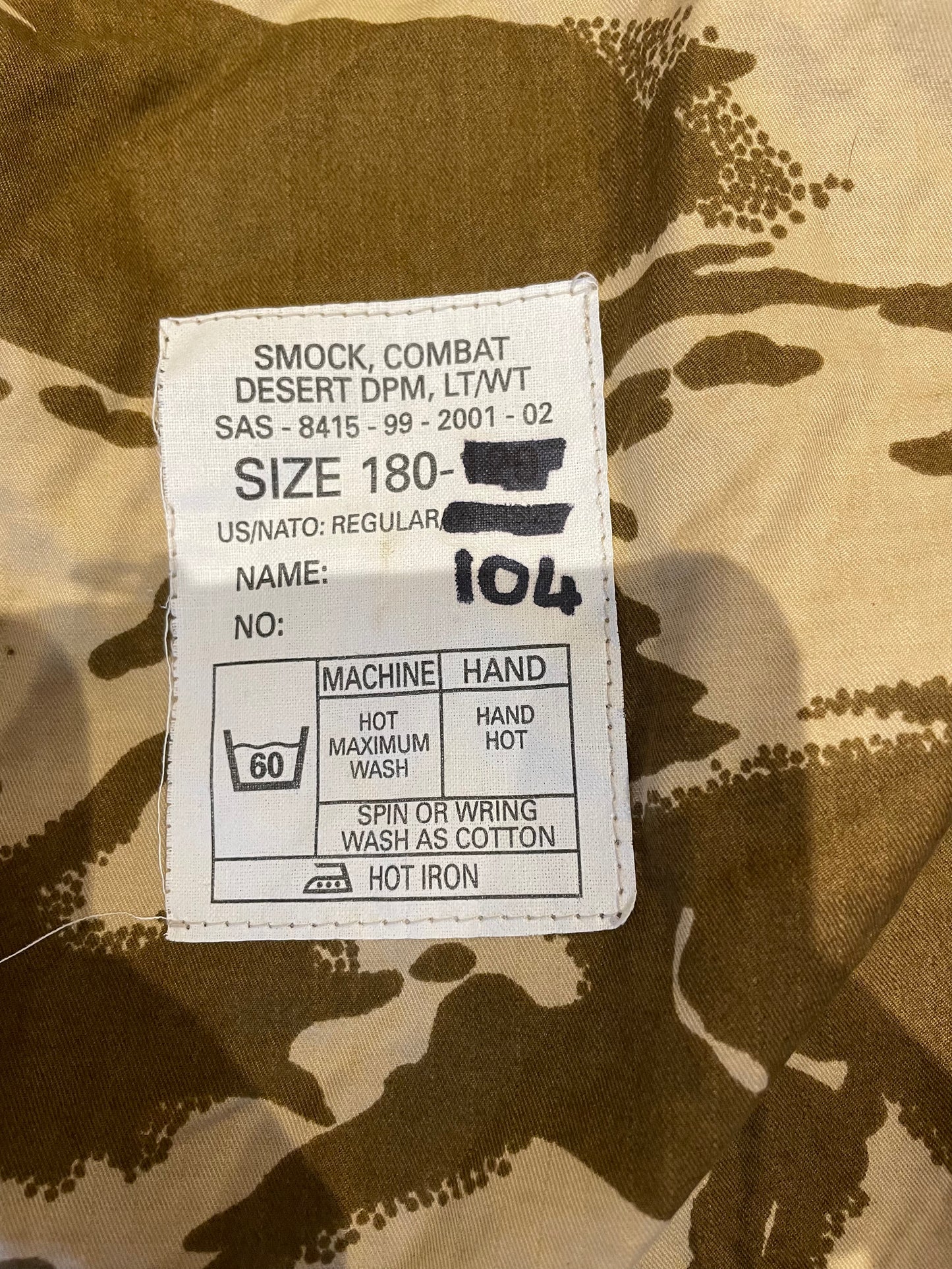 SAS desert dpm combat smock LT/WT British army Repro