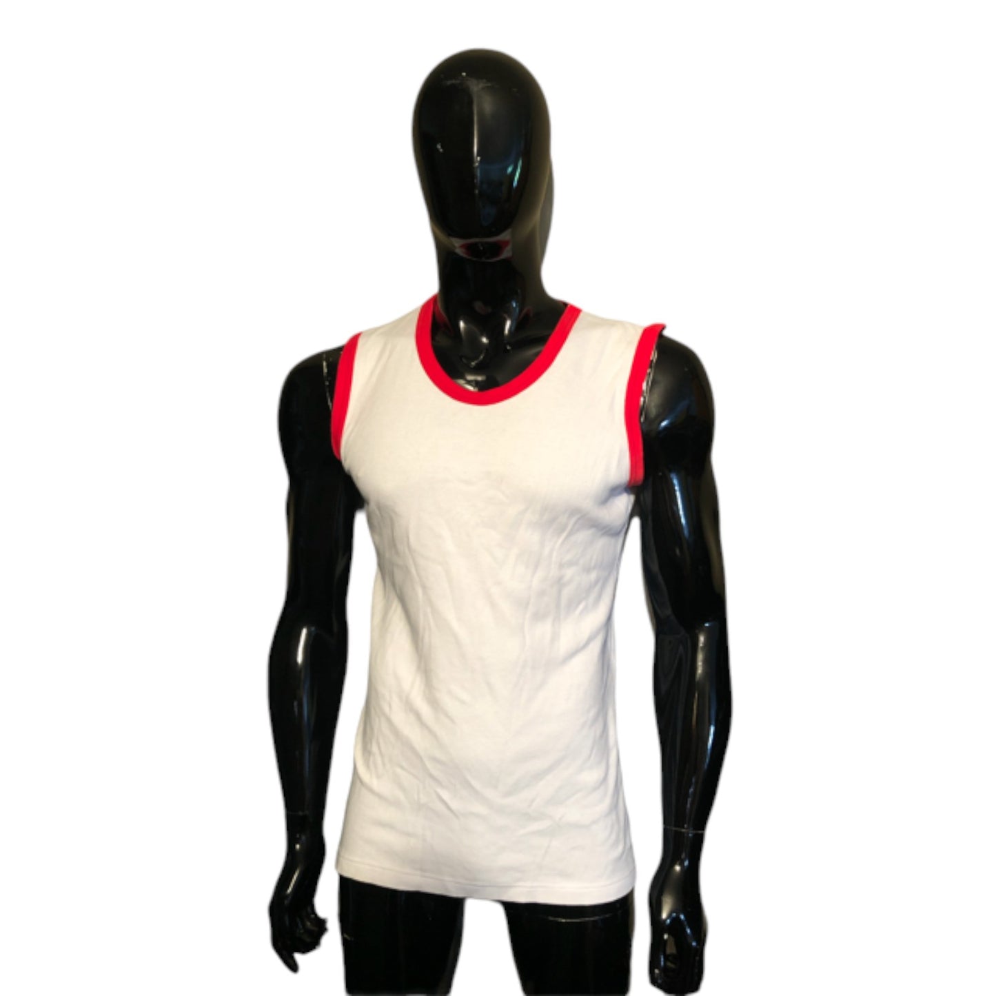 British Army white PTI vest with red trim APTC