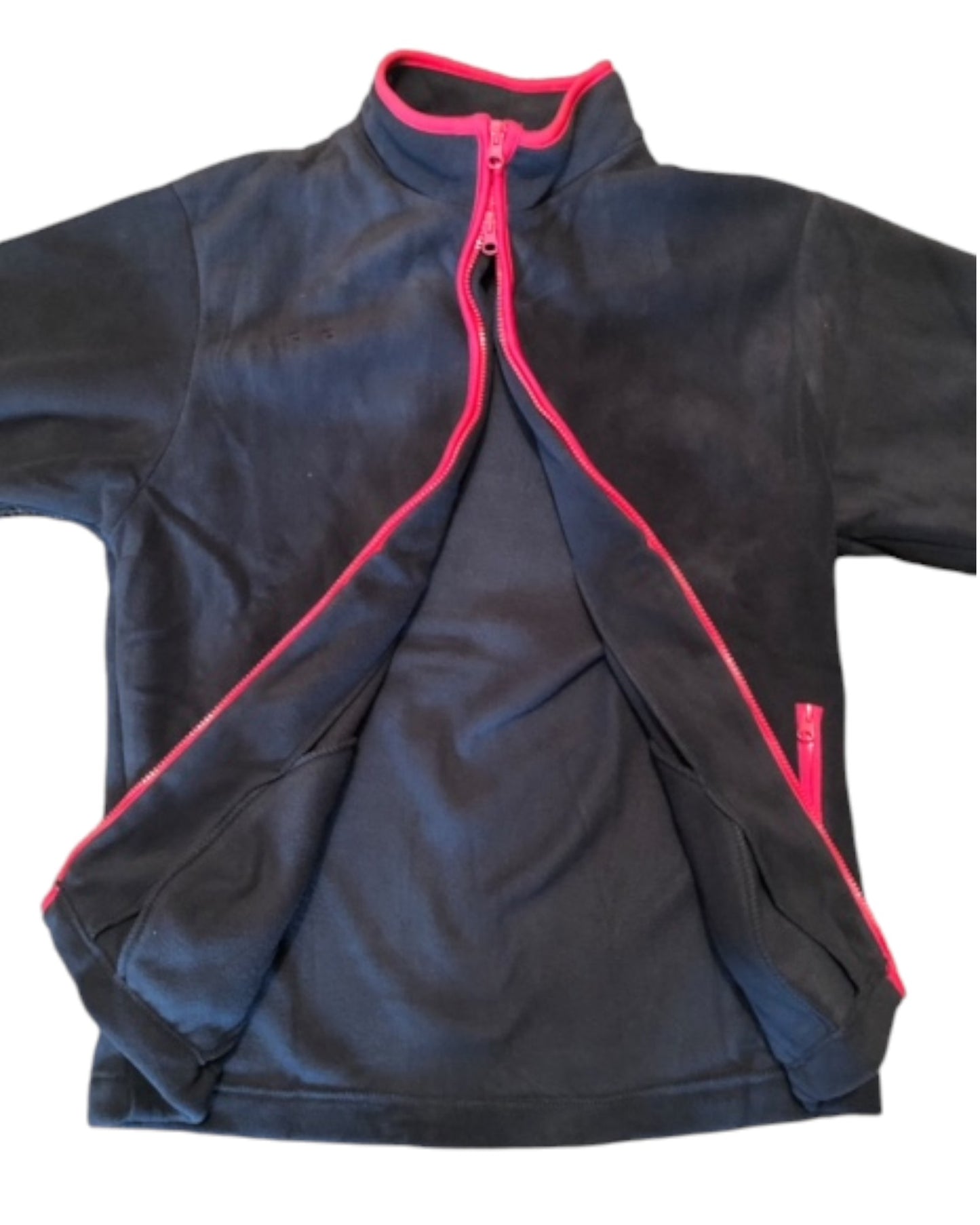 Dark blue cold weather winter fleece red trim