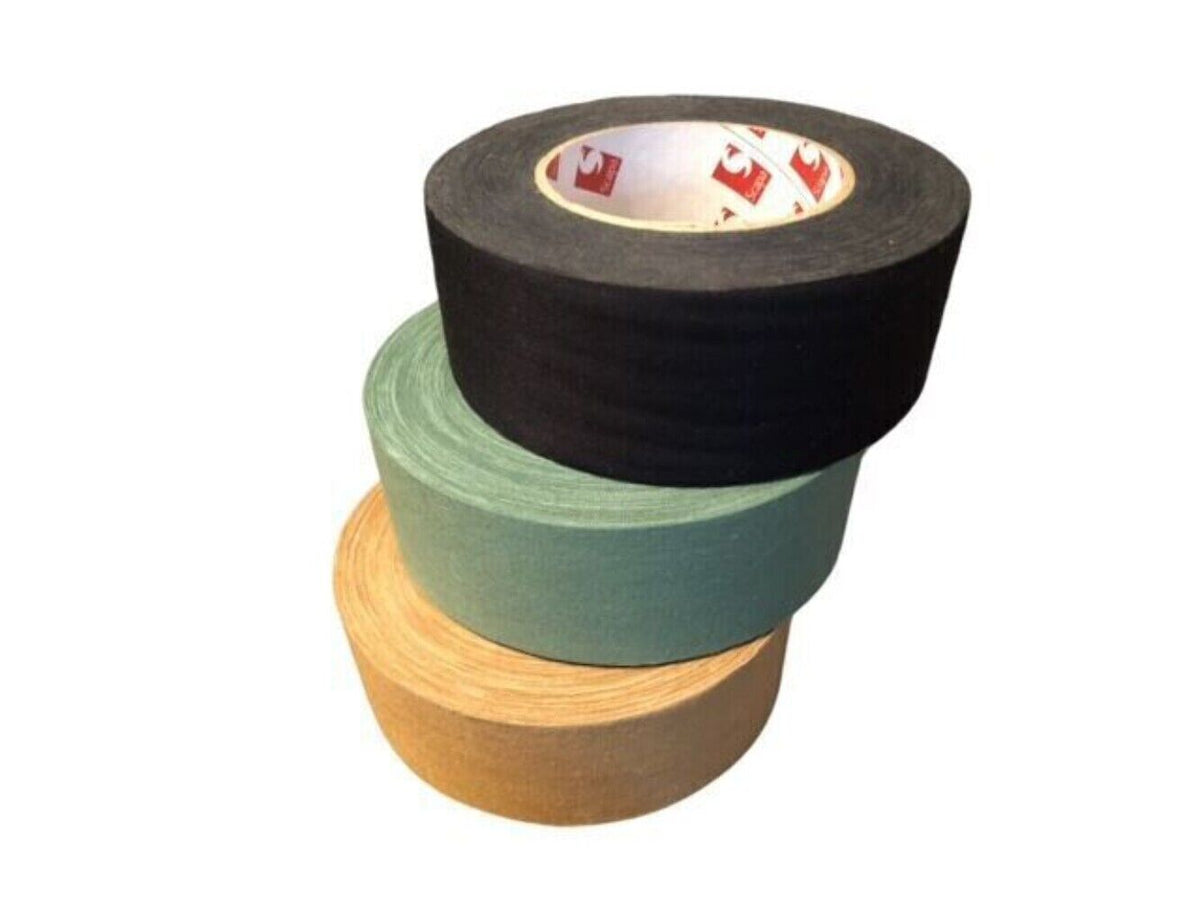 Heavy duty material duct tape British Army sniper tape 1x Black 1x Green 1x Olive