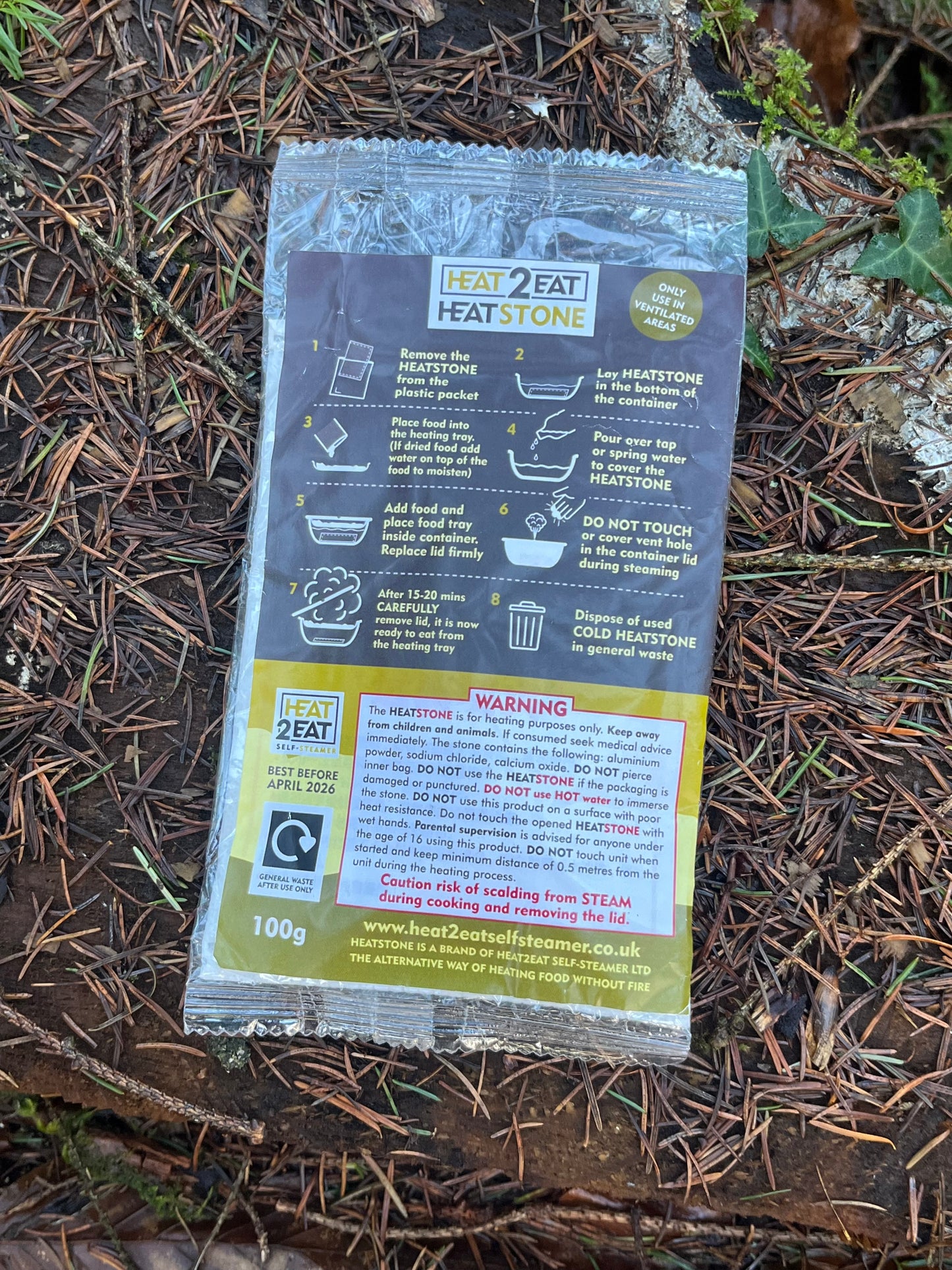 Heat2eat heat stone for ration packs and camping food for medium food cookers 100g