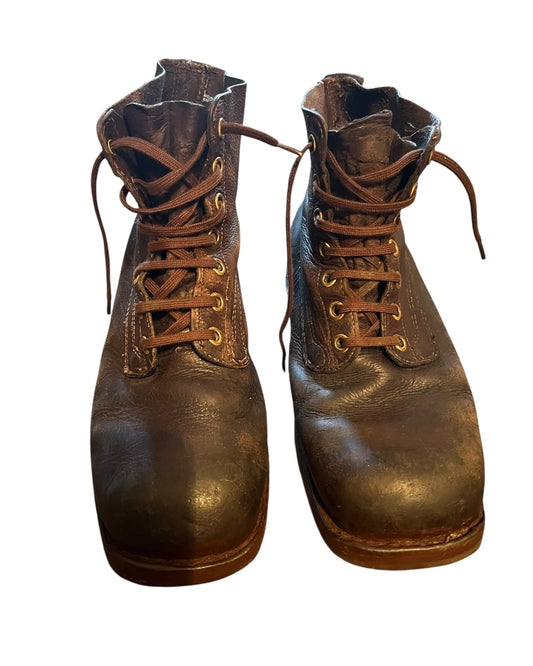 Swedish Army M59 brown leather boots size 43 EU 9 UK
