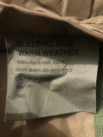 British Army warm weather sleeping bag and stuff sack
