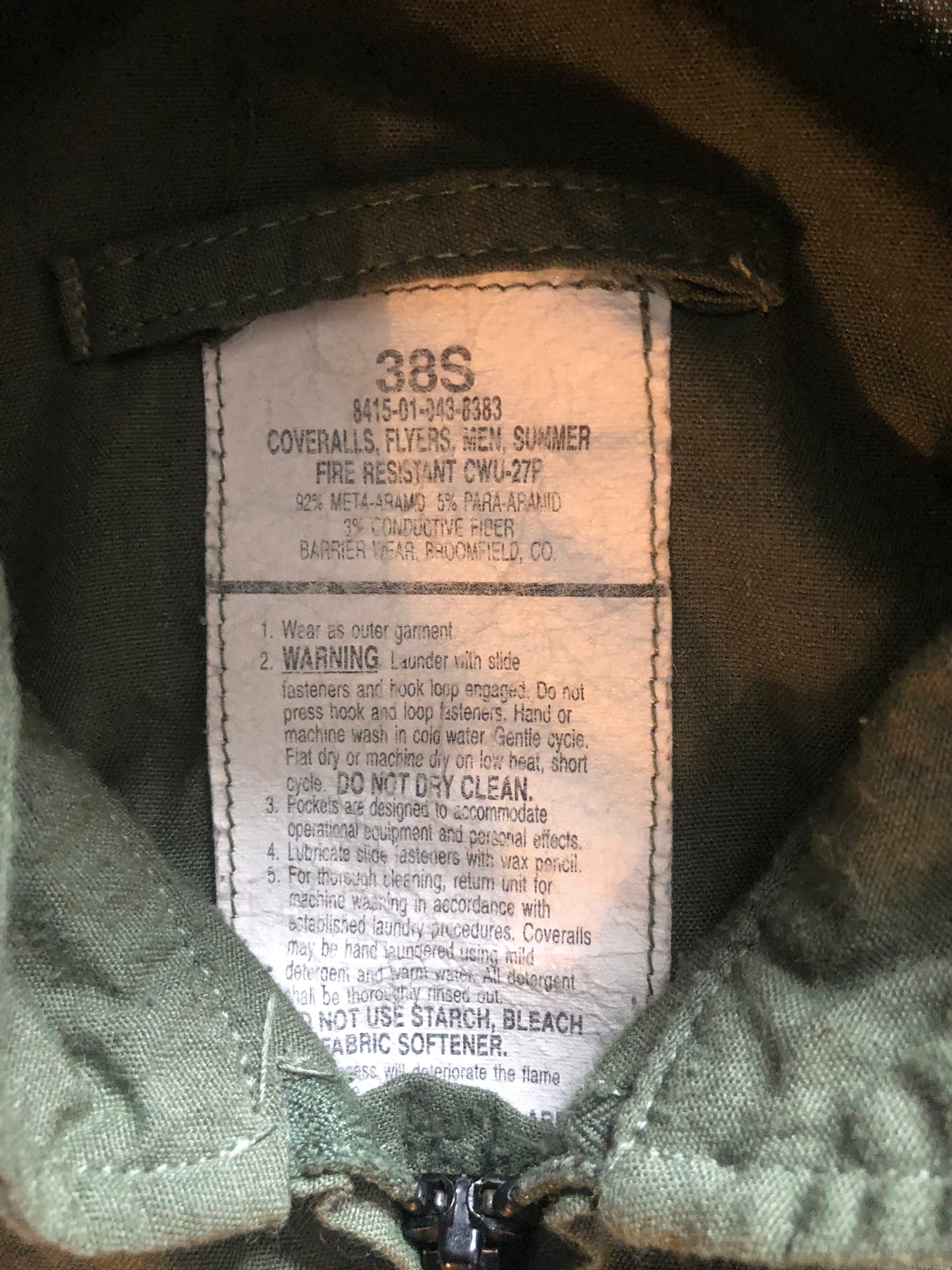 GI issue Mens Flying coveralls- Green  CWU-27P