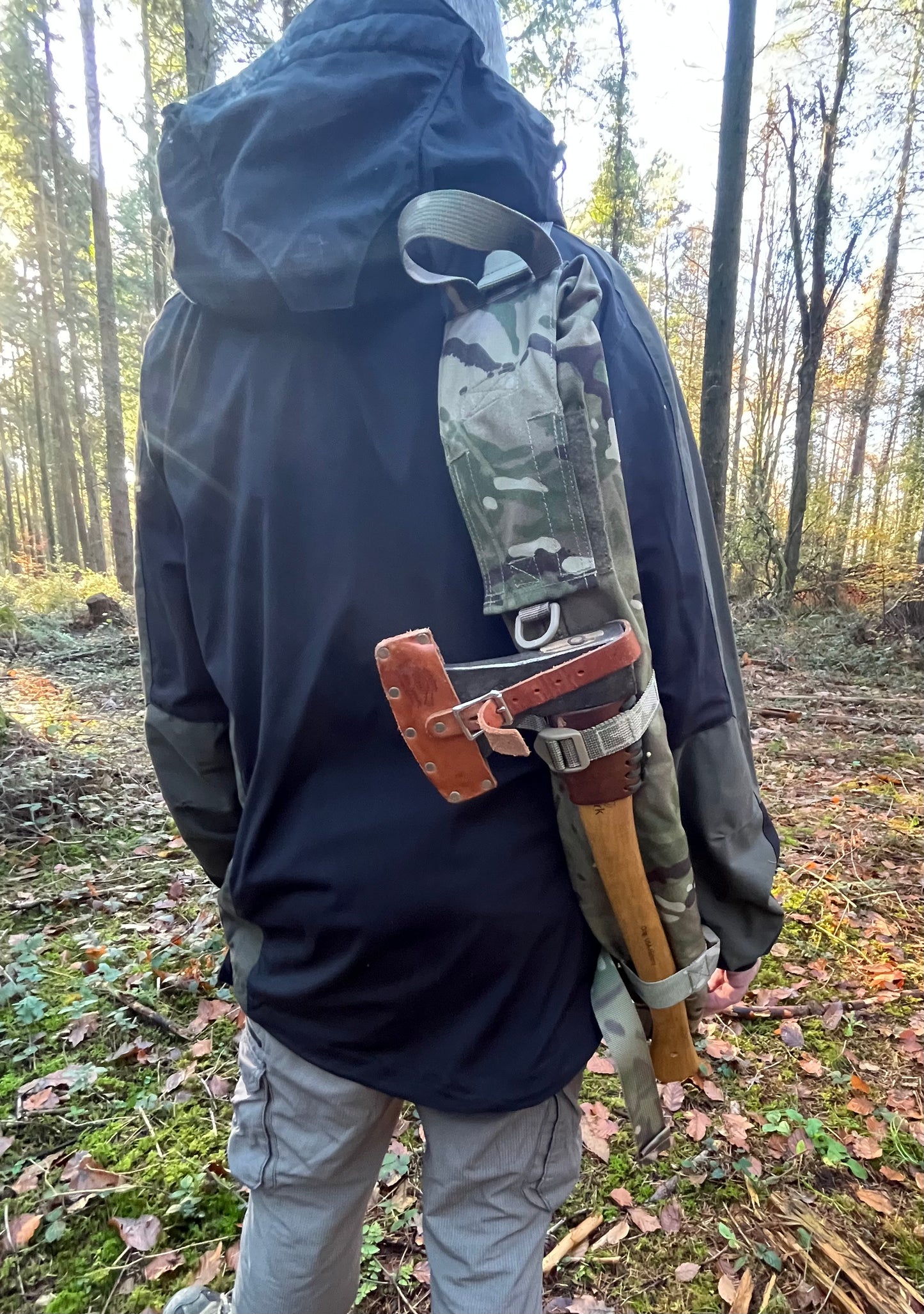 Buck saw and axe carry case - modified MTP - British Army