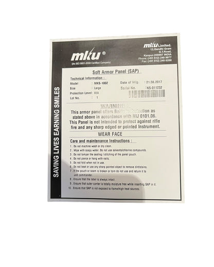 MKU Military grade Plate carrier Body armour cover and filler