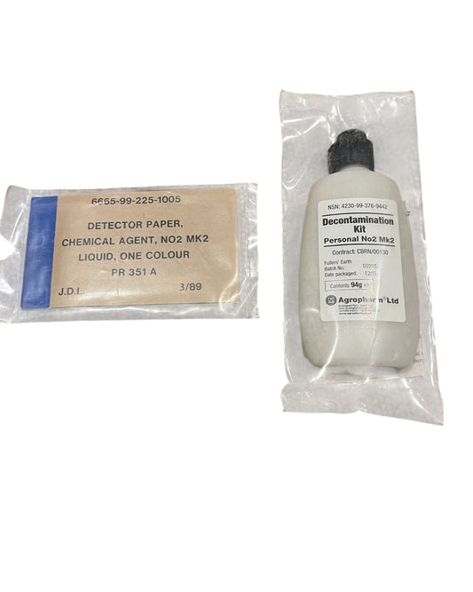 British army decontamination kit powder and detection paper