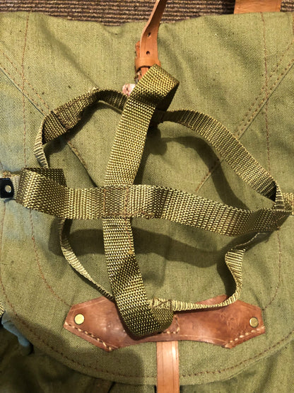 Vintage Romanian Army 30L olive canvas rucksack
