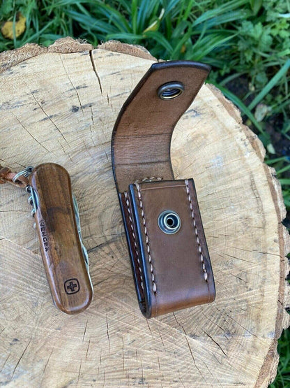 Leather 91-93mm Swiss Army Knife Belt Pouch No Ferro Loop