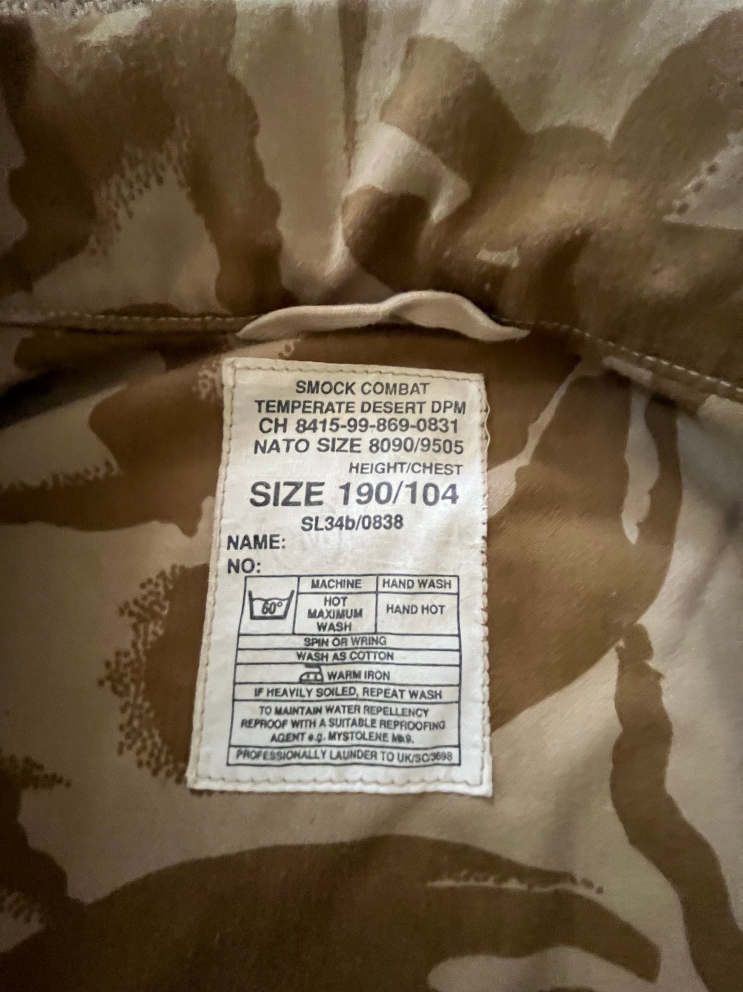 Gulf War smock British Army VGC Desert DPM smock (rare ) Sl34b