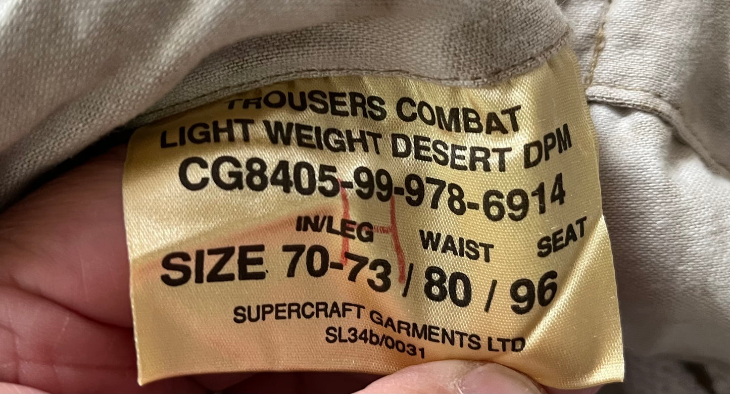 Gulf war Desert DPM combat trousers SL34b
