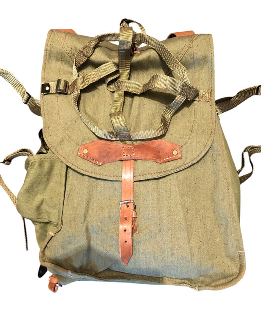 Vintage Romanian Army 30L olive canvas rucksack