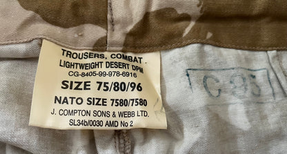Gulf war desert DPM trousers British Army SL34b
