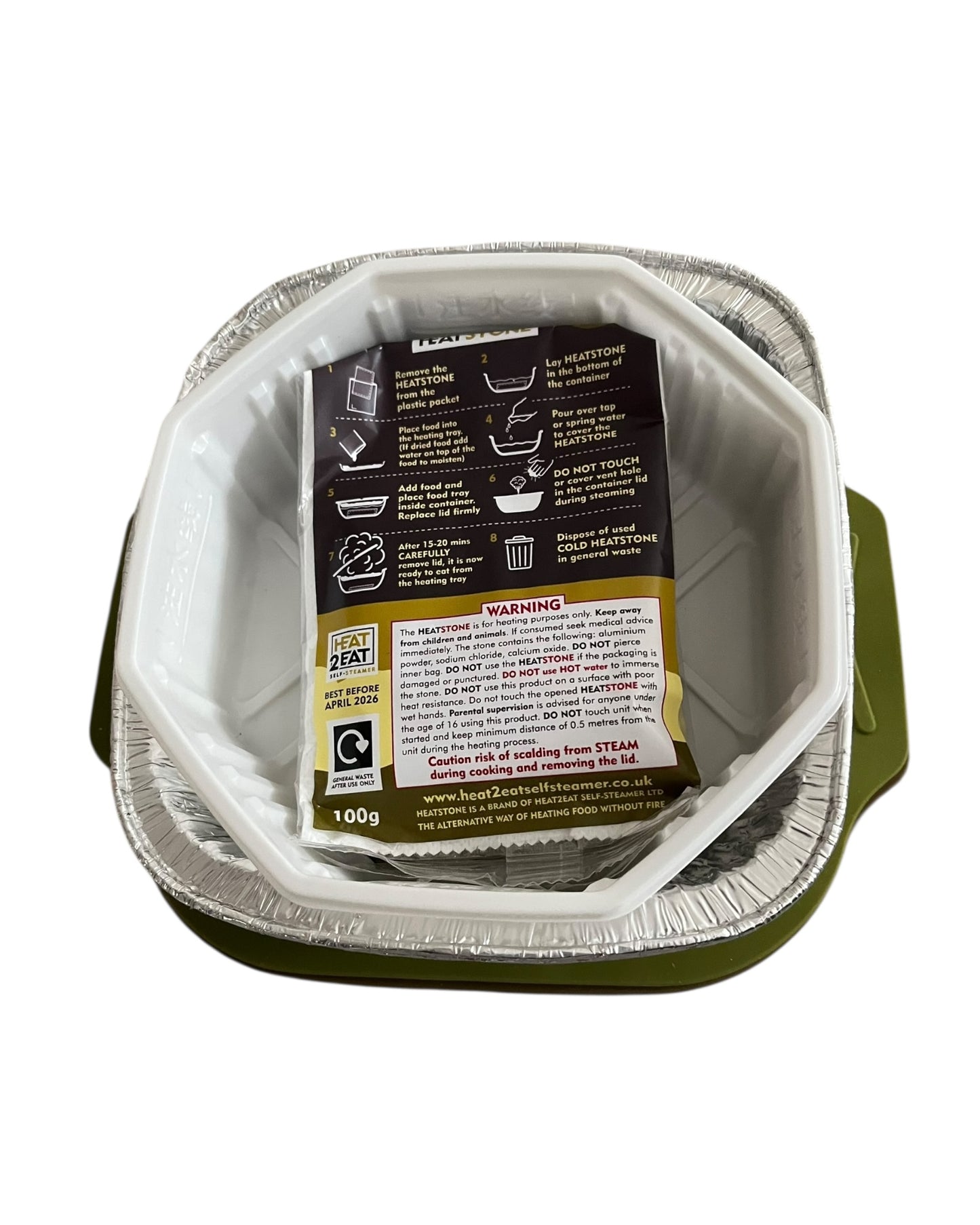 Heat2Eat Silicone self steamer and 2x heat stones for ration packs and camping foods.