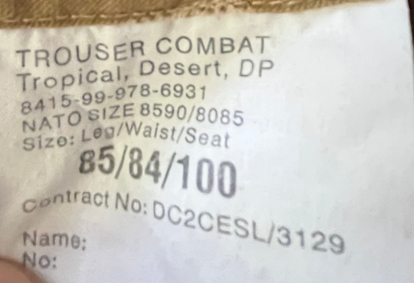 Desert DPM British army combat trousers - tropical