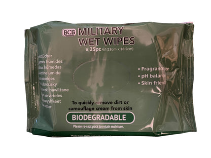 British Army BCB military wet wipes biodegradable  x25.