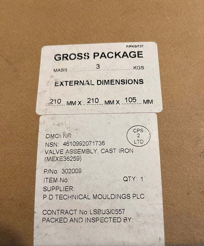 British Army VALVE ASSEMBLY, CAST IRON MEXE36259