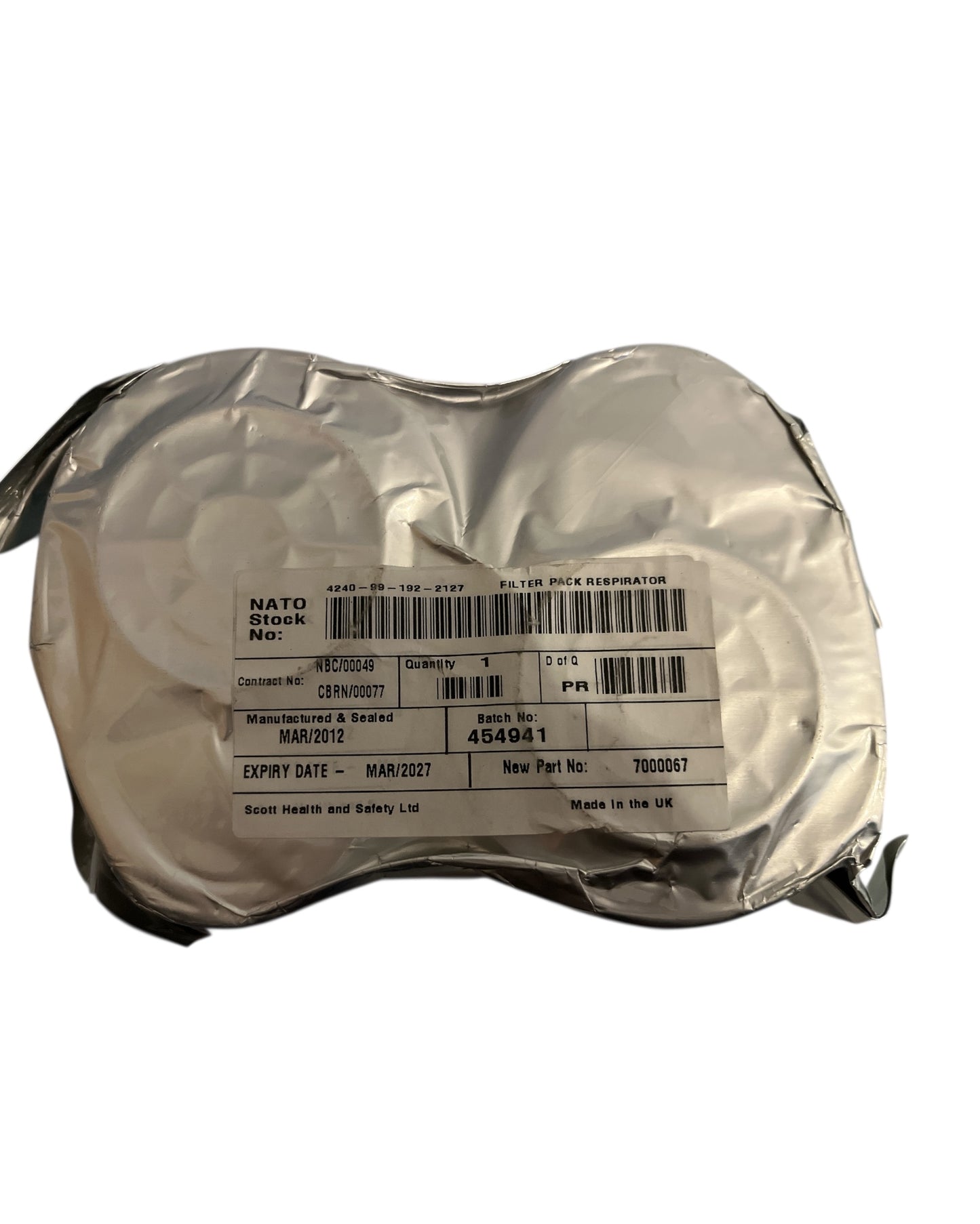 British Army GSR respirator filters pair New expires 2027