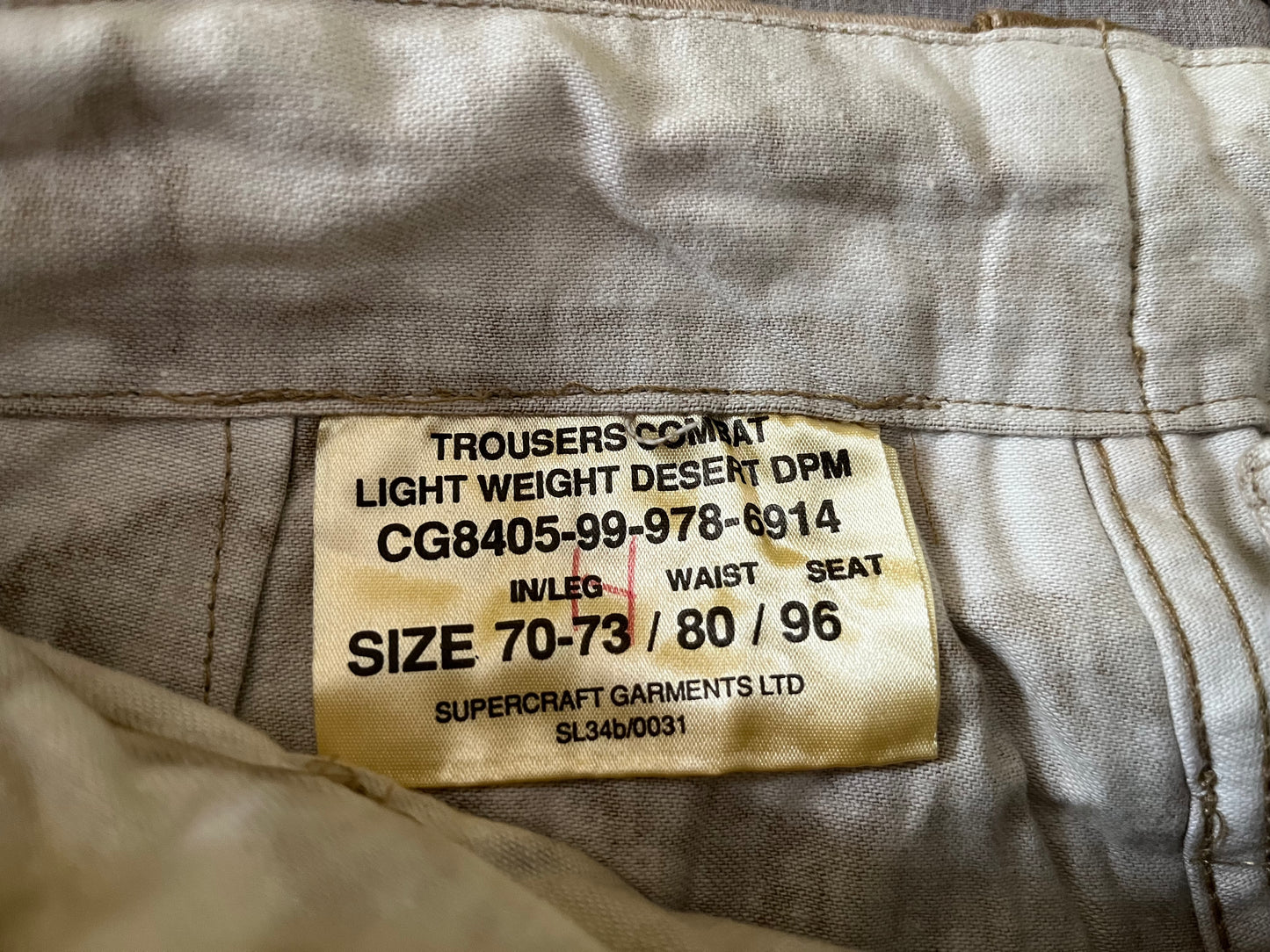 Gulf war Desert DPM combat trousers Supergrade VGC SL34b