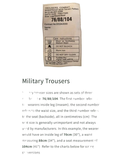 MTP 23 new style British Army combat trousers grade 2